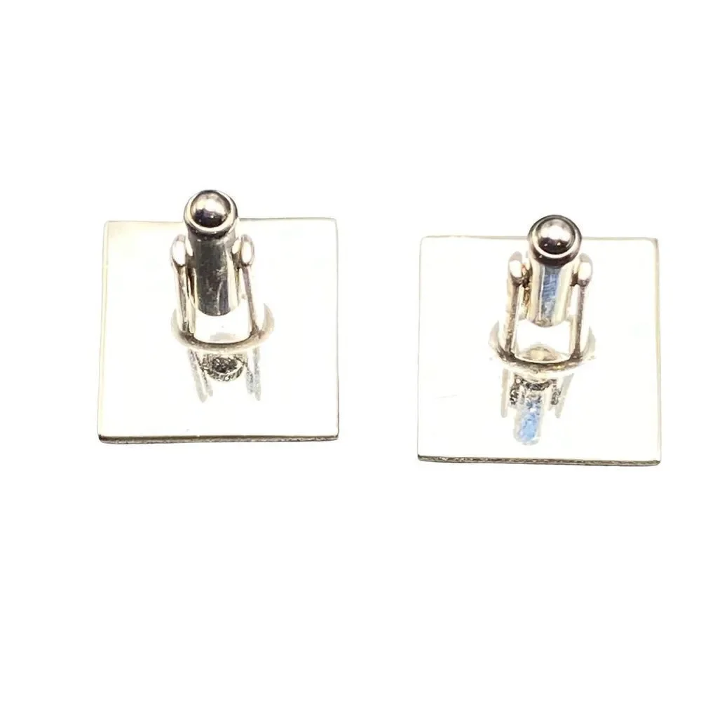 Vintage Hickock silver tone square cuff links with inner square pattern
